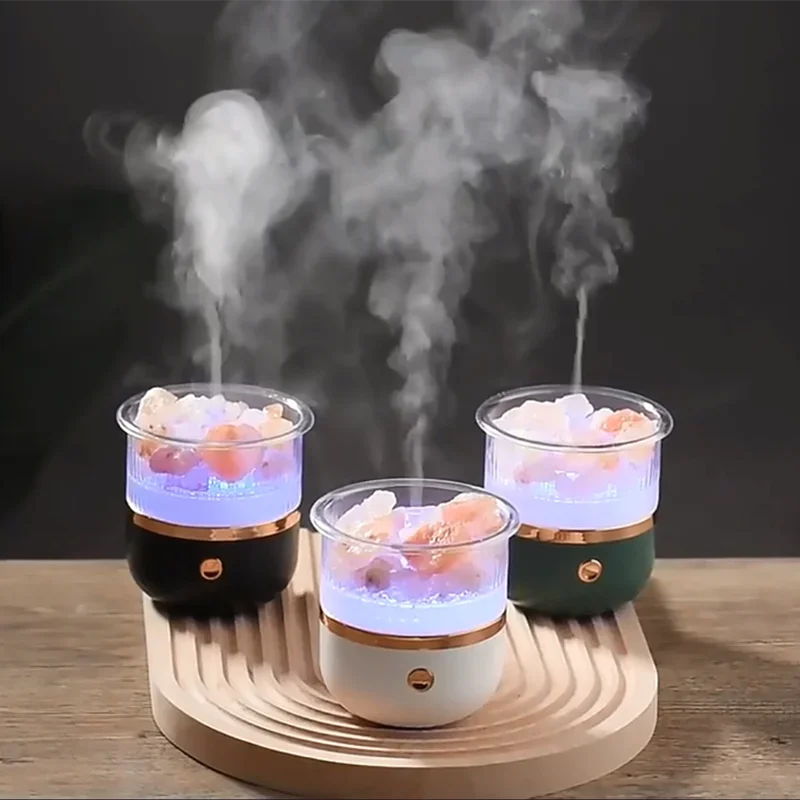 Himalaya Salzkrystalllampe & Ätherischer Öl Diffusor, USB Ultraschall Luftbefeuchter für Zuhause & Büro