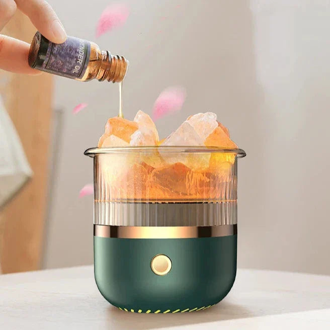 Himalaya Salzkrystalllampe & Ätherischer Öl Diffusor, USB Ultraschall Luftbefeuchter für Zuhause & Büro