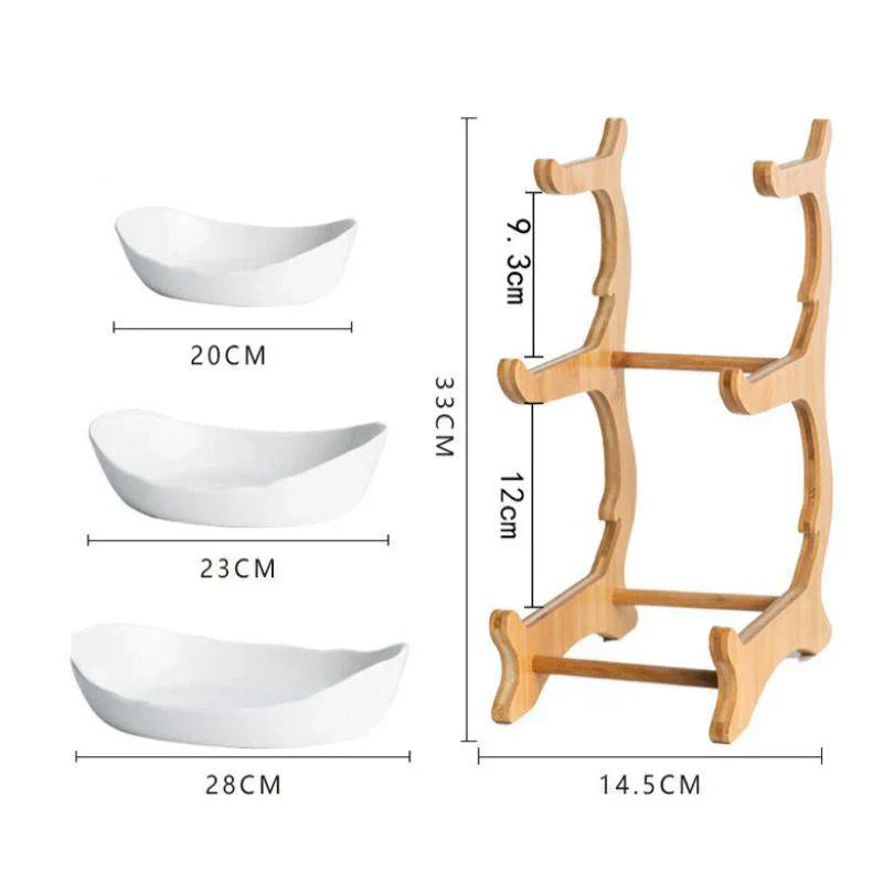 Frendorf | BambuNest – Modernes Bambus-Obstkorb mit abnehmbaren Tabletts & Mehrere Ebenen Design