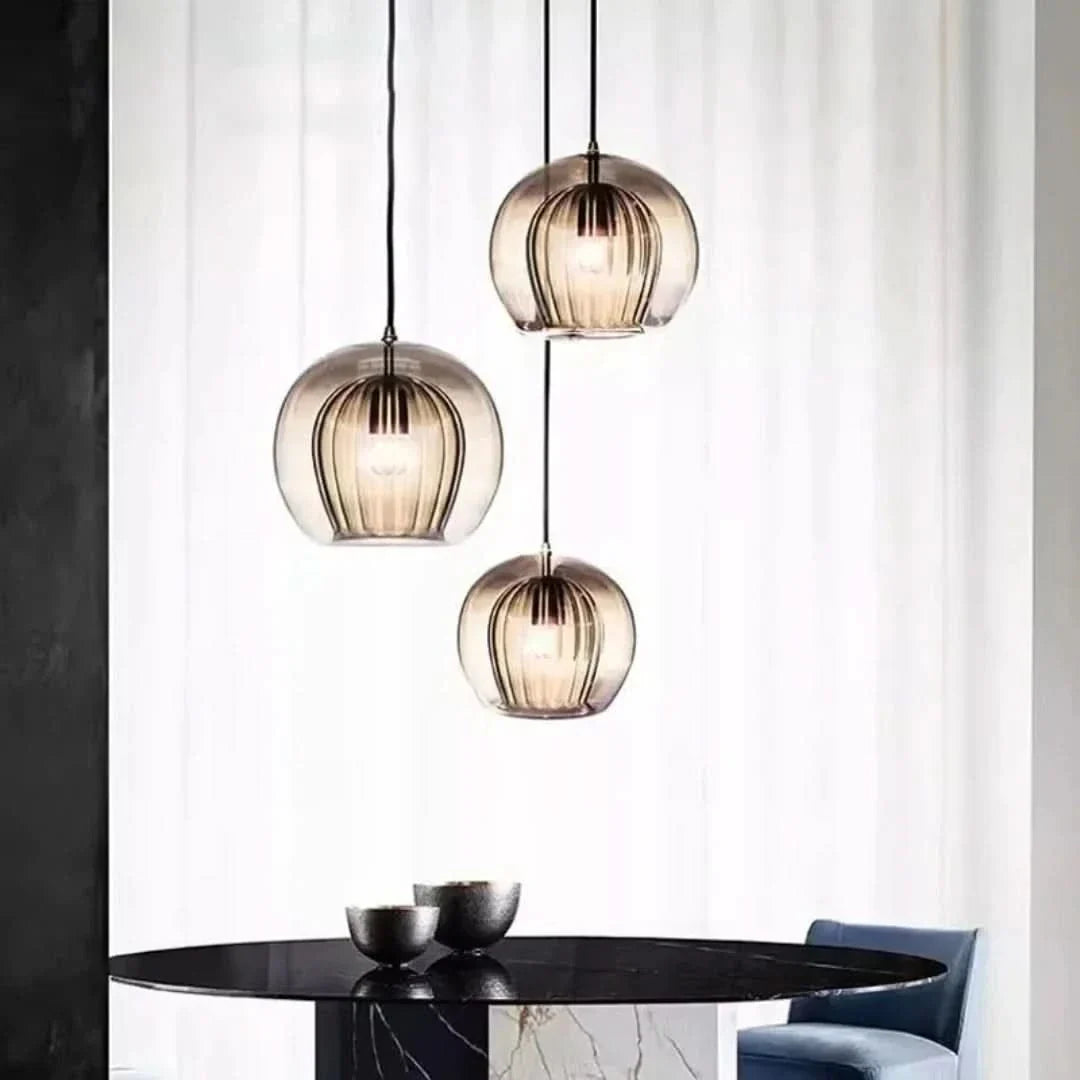 TimberGlow - Moderne Glas Pendelleuchte
