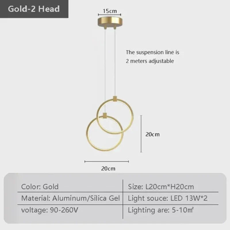 Elegante Doppelte Ring Hängeleuchte | DuoGlow