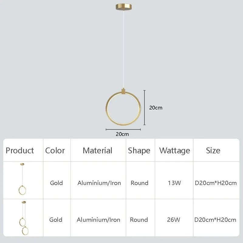 Elegante Doppelte Ring Hängeleuchte | DuoGlow