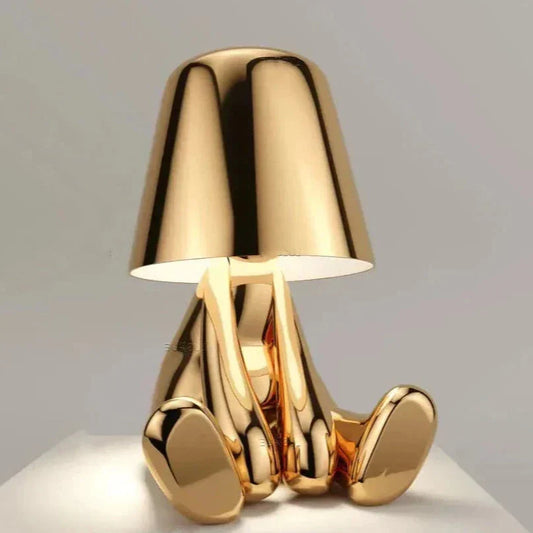 Goldene Man LED Denker Tischlampe – Verspielt Nachttischlampe für Schlafzimmer & Dekor
