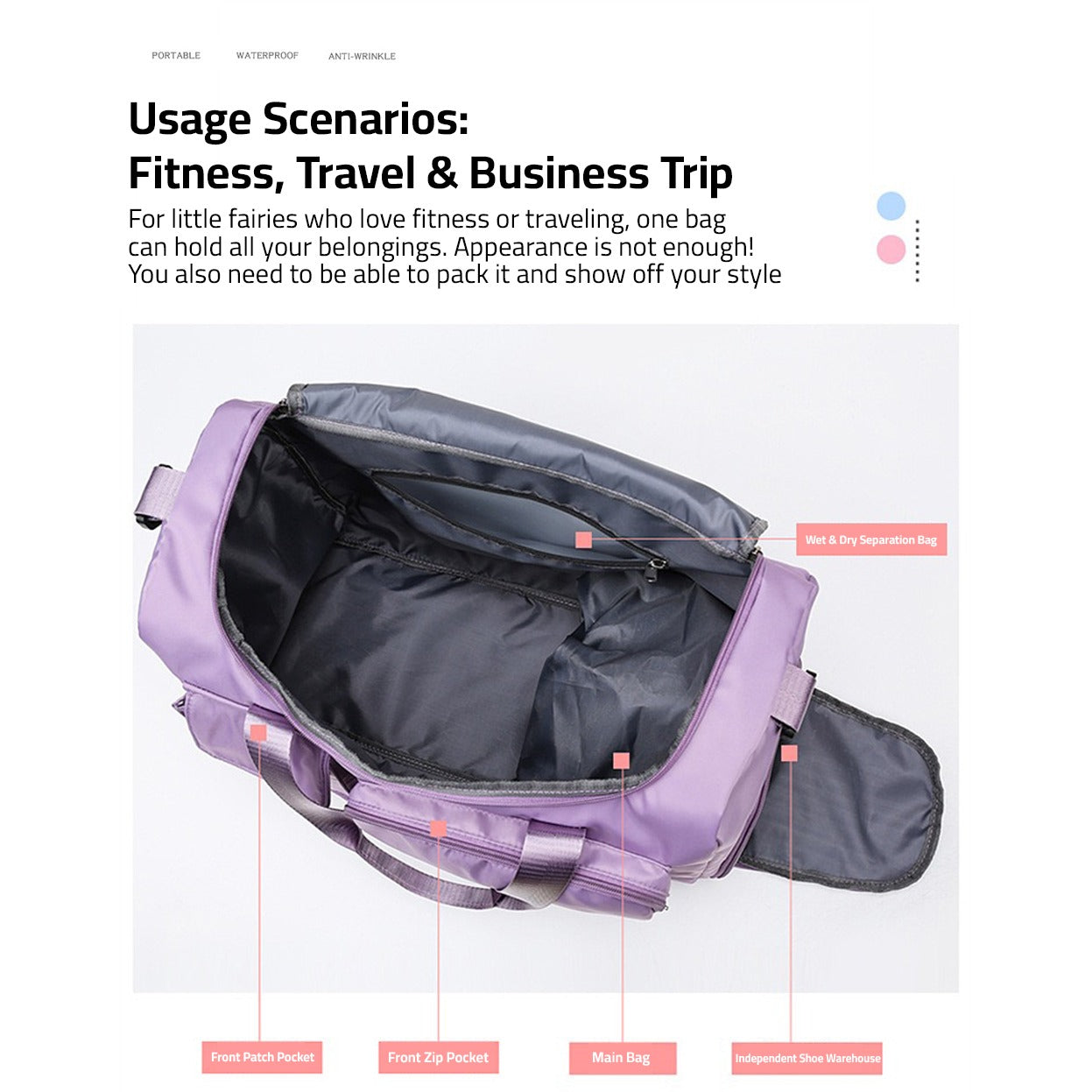 Frendorf | Multi-Taschen Reisetasche, Sport- und Gymnastik-Duffle mit separatem Schuhfach
