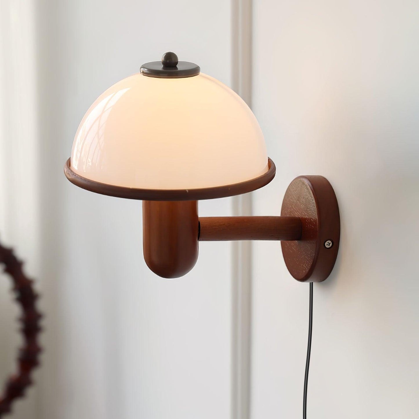 Frendorf | AetherWood Pilz Holz Wandleuchte | Handgefertigt | Rustikales Design | Wandbeleuchtung für Wohnzimmer & Schlafzimmer