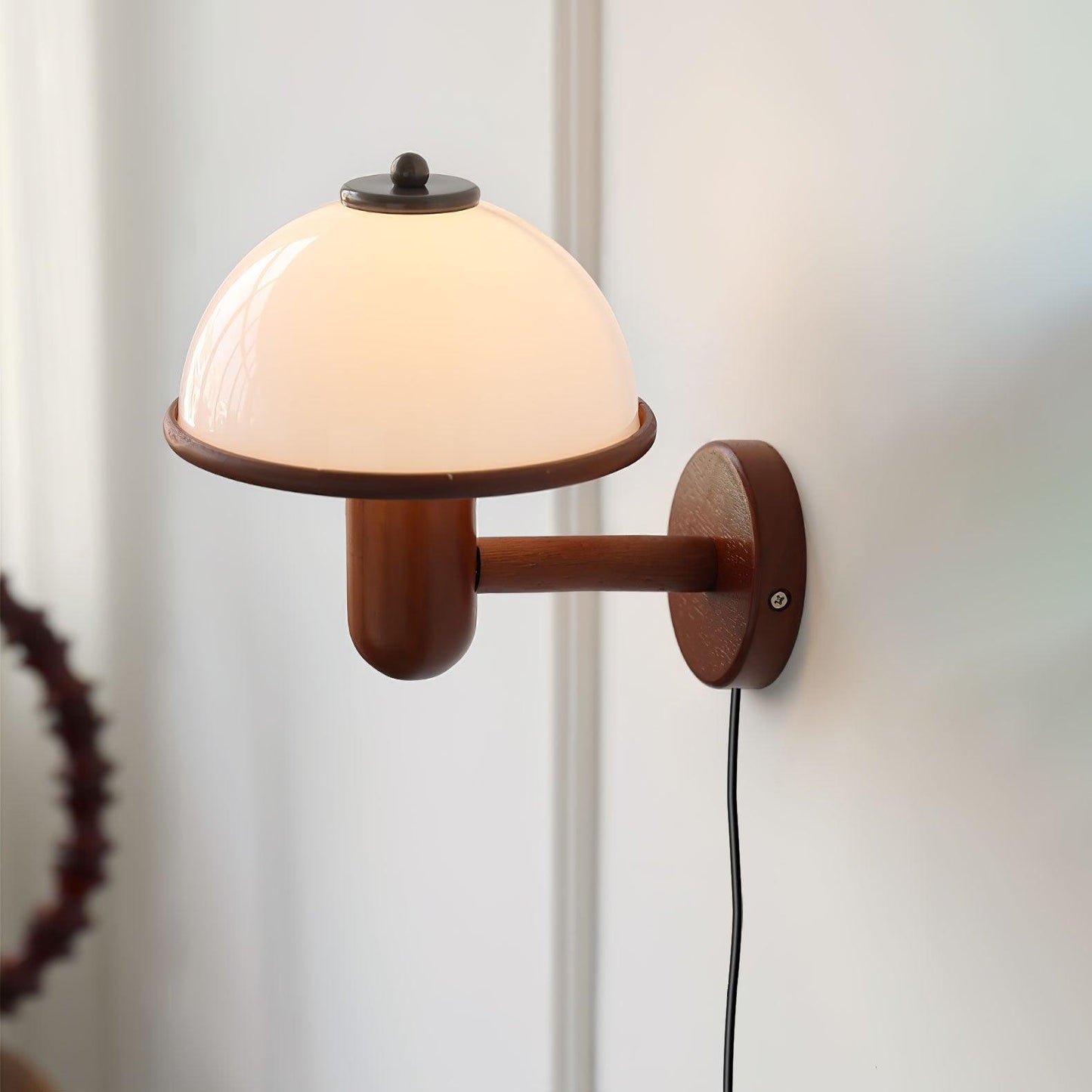 Frendorf | AetherWood Pilz Holz Wandleuchte | Handgefertigt | Rustikales Design | Wandbeleuchtung für Wohnzimmer & Schlafzimmer
