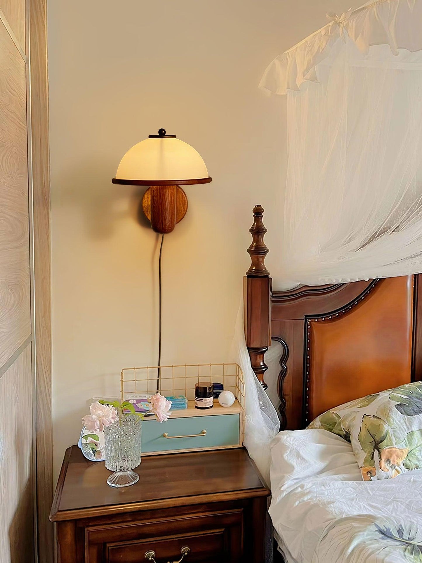 Frendorf | AetherWood Pilz Holz Wandleuchte | Handgefertigt | Rustikales Design | Wandbeleuchtung für Wohnzimmer & Schlafzimmer