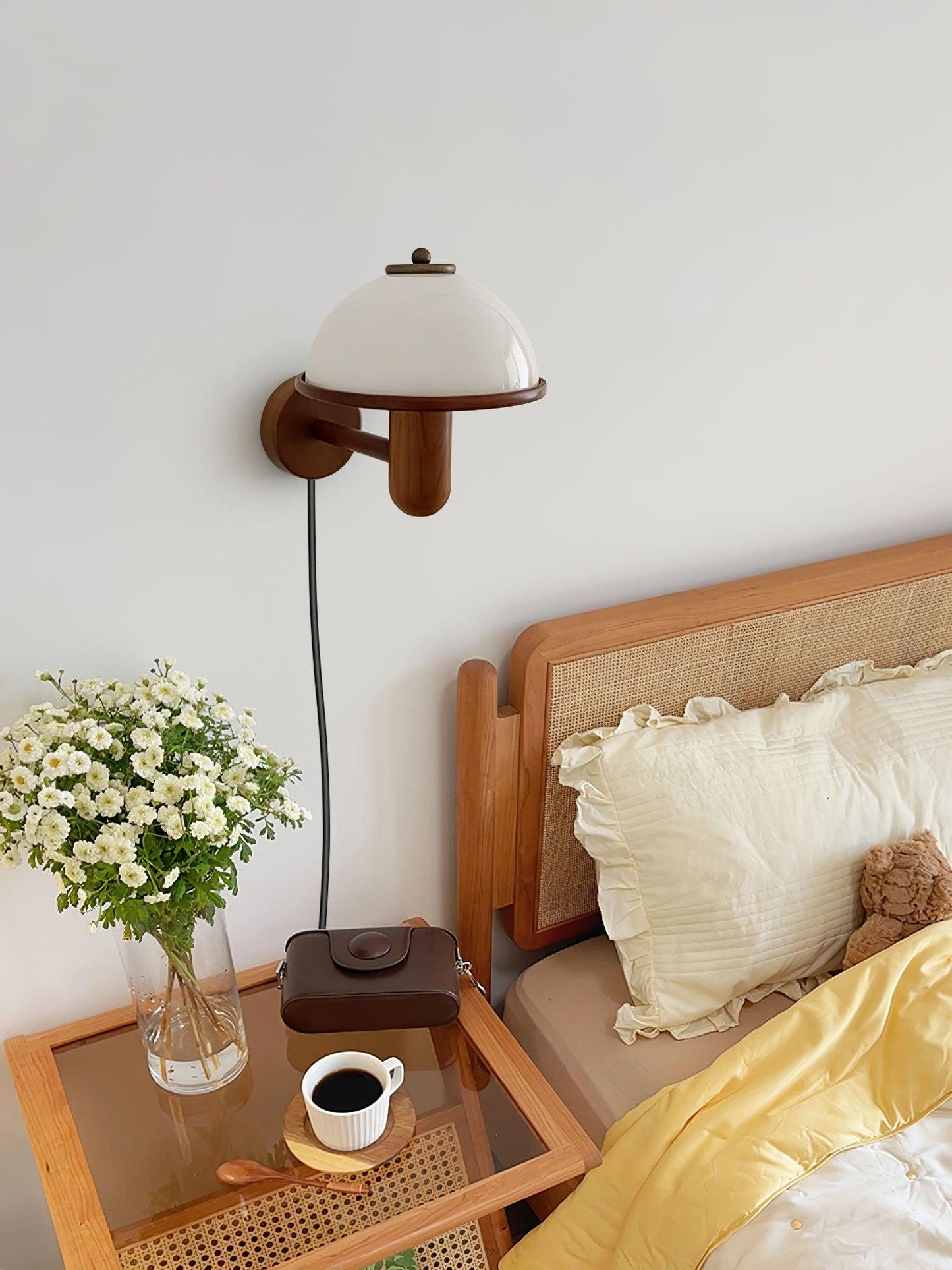 Frendorf | AetherWood Pilz Holz Wandleuchte | Handgefertigt | Rustikales Design | Wandbeleuchtung für Wohnzimmer & Schlafzimmer
