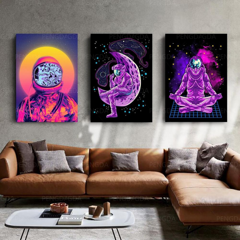 Vaporwave Astronaut - Leinwand Wandkunst Gemälde