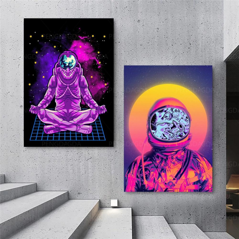 Vaporwave Astronaut - Leinwand Wandkunst Gemälde