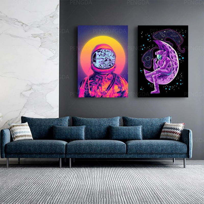 Vaporwave Astronaut - Leinwand Wandkunst Gemälde