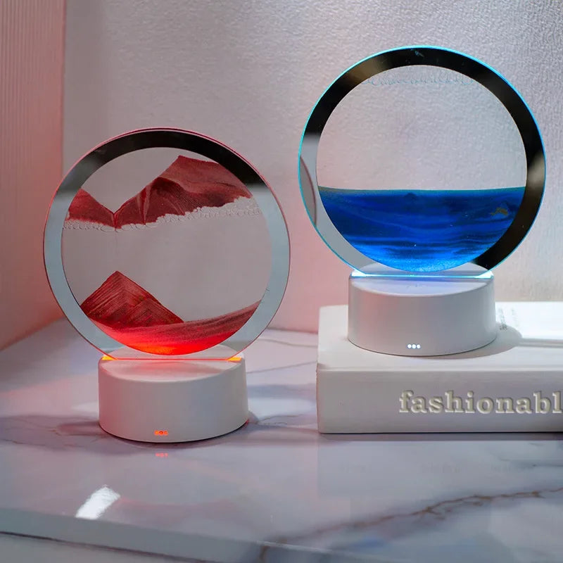 Frendorf | LumenFlow Quicksand 3D USB Tischlampe | Nachtlicht mit Touch-Schalter | 7 Farben