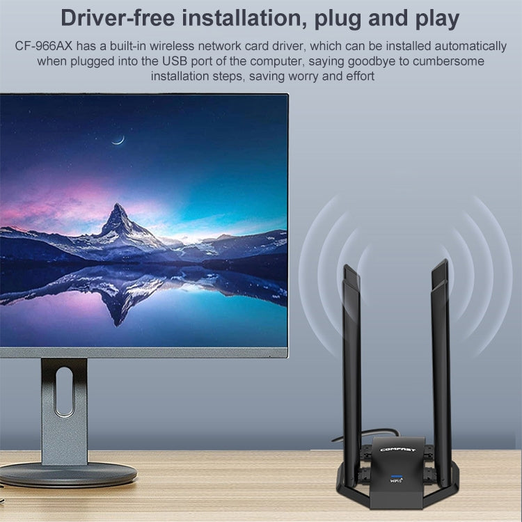 Frendorf | COMFAST CF-966AX Free-drive Dual Band 1800Mbps USB3.0 Hochleistungs-Wireless WiFi 6 Adapter