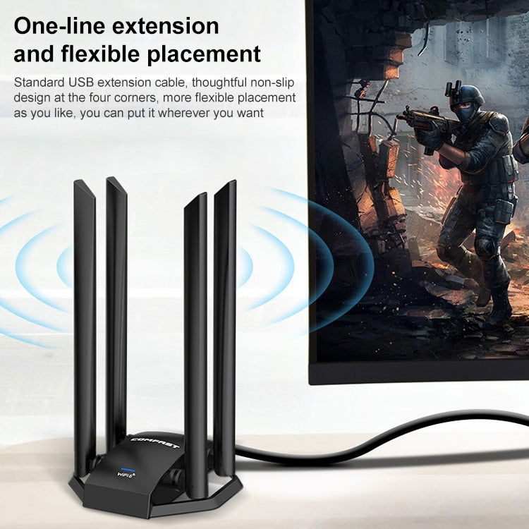 Frendorf | COMFAST CF-966AX Free-drive Dual Band 1800Mbps USB3.0 Hochleistungs-Wireless WiFi 6 Adapter