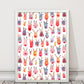 Niedliche Winter-Rehe Kinder Abstract Kunstdruck
