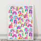 Niedliches Aquarell Regenbögen Abstract Art Print