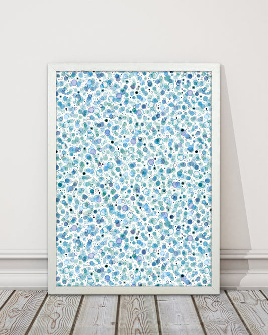 Cosmic Bubbles Blaue Abstrakte Kunstgrafik