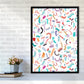Curly und Zickzack-Streifen Weiß Abstract Kunst Druck