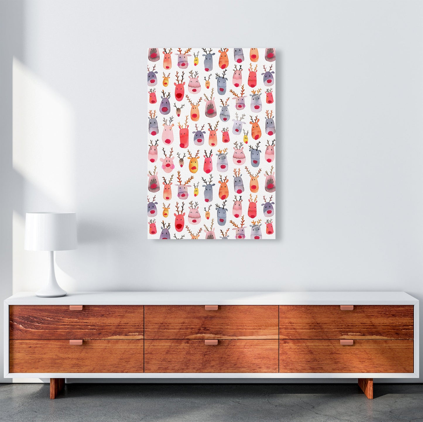 Niedliche Winter-Rehe Kinder Abstract Kunstdruck