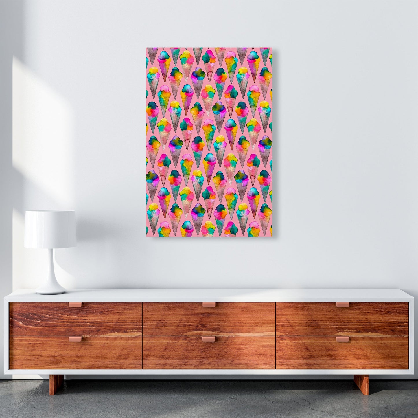 Cute Ice Creams Kids Pink Abstract Art Print