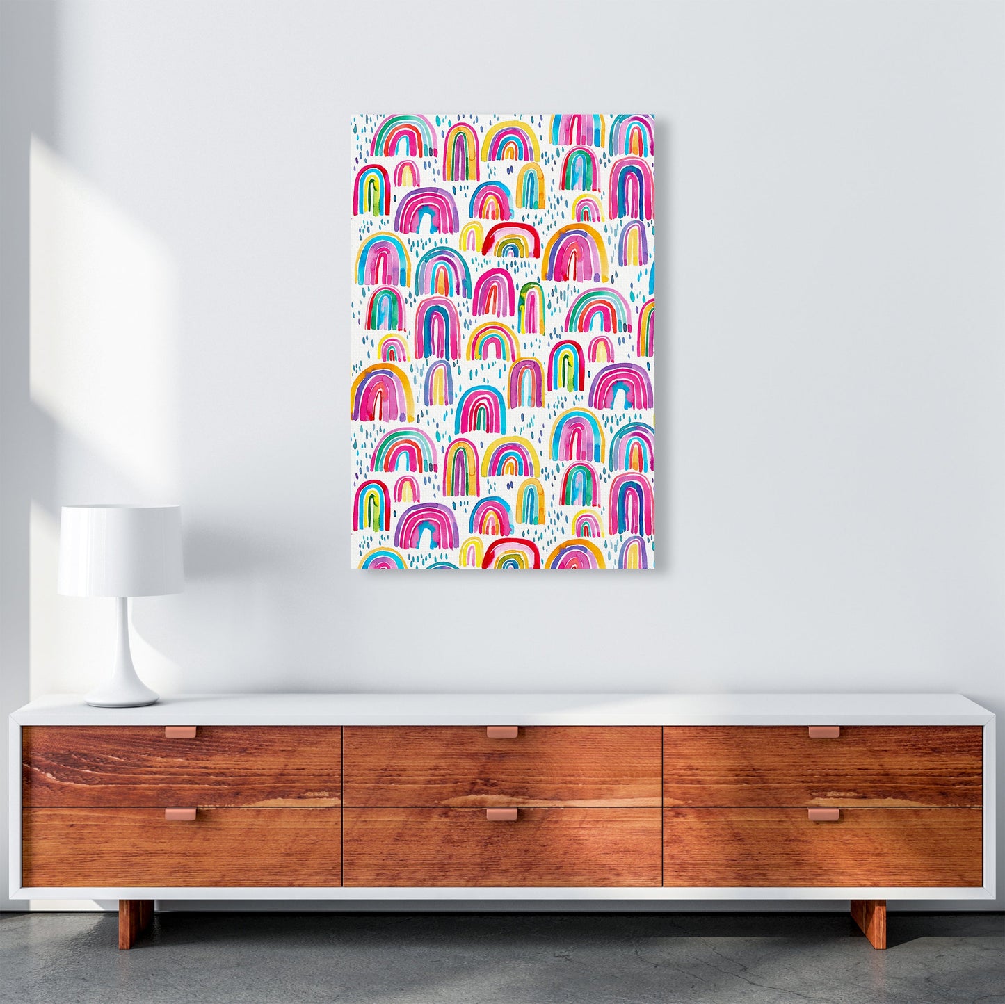 Niedliches Aquarell Regenbögen Abstract Art Print