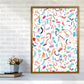 Curly und Zickzack-Streifen Weiß Abstract Kunst Druck