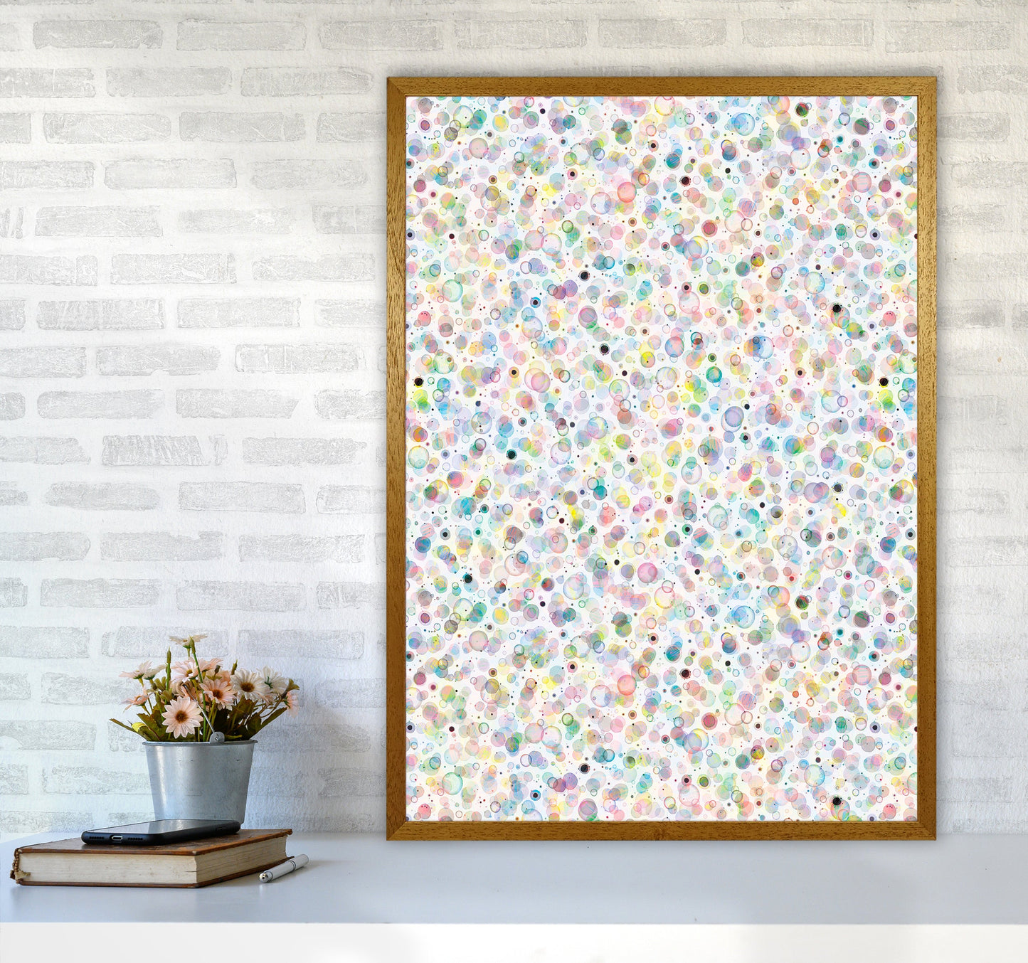 Cosmic Bubbles Buntfarbige Abstrakte Kunstdruck