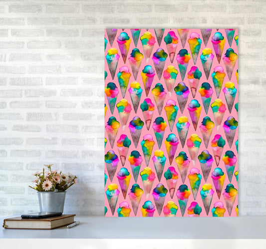 Cute Ice Creams Kids Pink Abstract Art Print