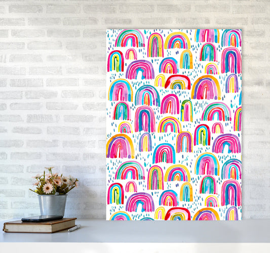Niedliches Aquarell Regenbögen Abstract Art Print