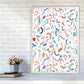 Curly und Zickzack-Streifen Weiß Abstract Kunst Druck