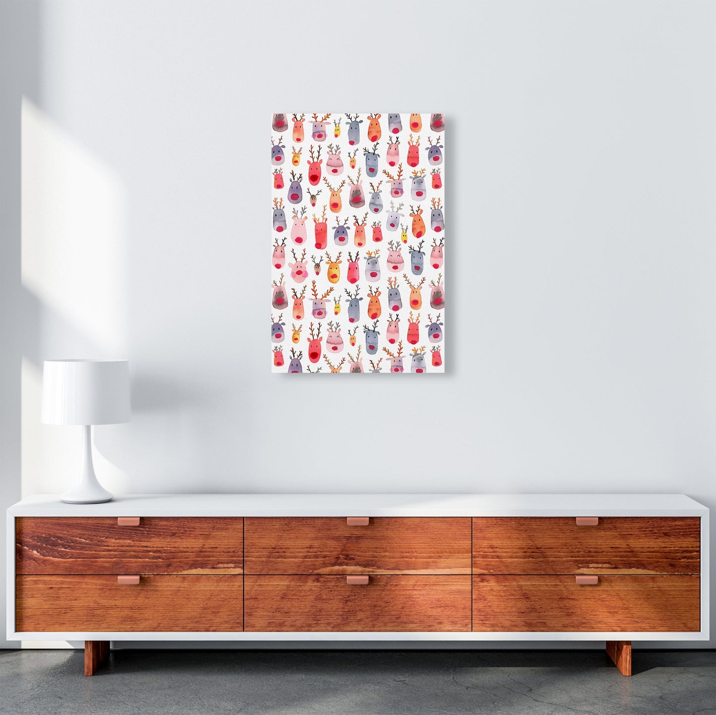 Niedliche Winter-Rehe Kinder Abstract Kunstdruck