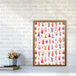 Niedliche Winter-Rehe Kinder Abstract Kunstdruck