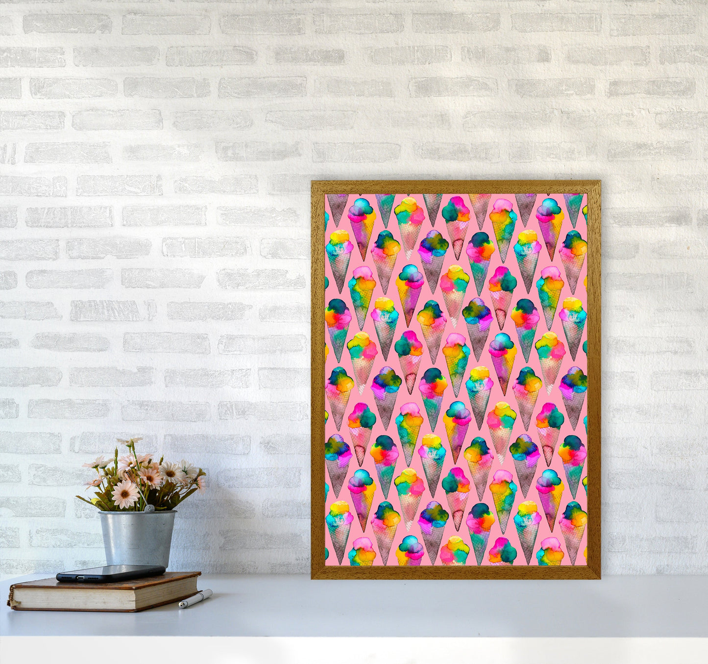 Cute Ice Creams Kids Pink Abstract Art Print