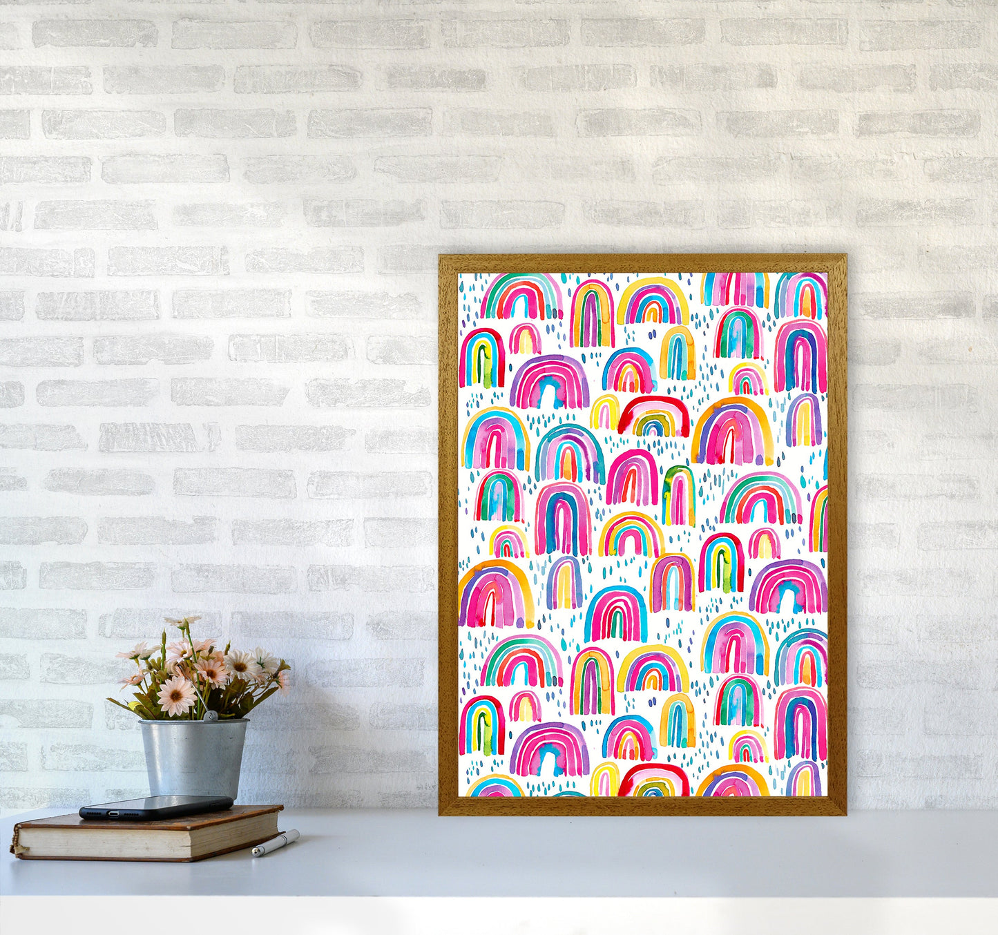 Niedliches Aquarell Regenbögen Abstract Art Print