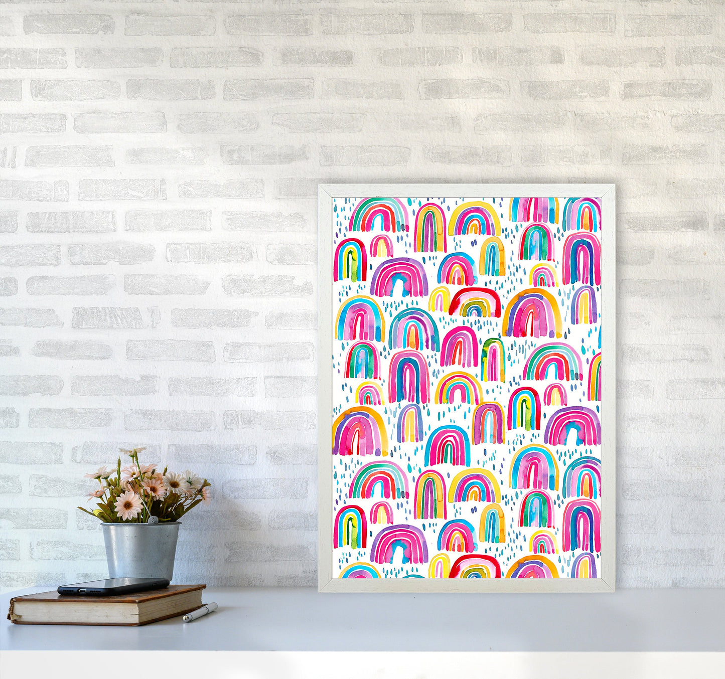 Niedliches Aquarell Regenbögen Abstract Art Print
