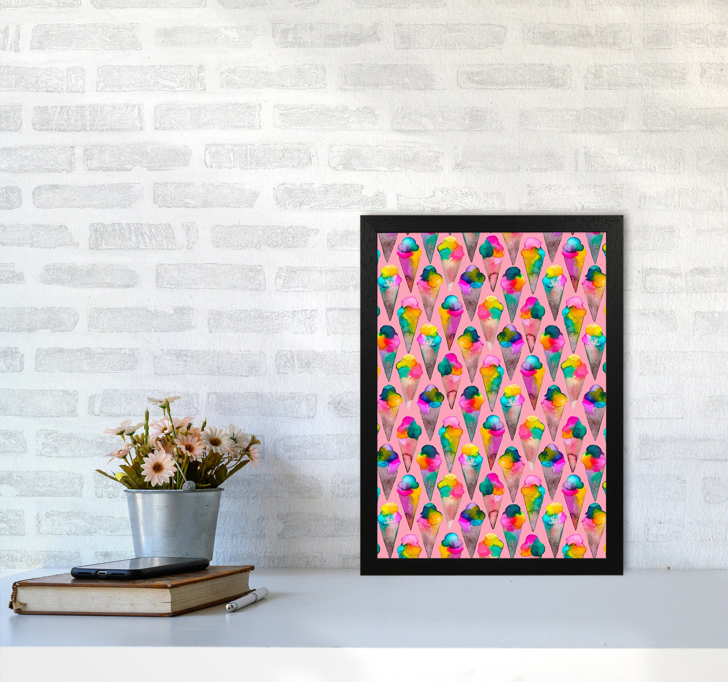Cute Ice Creams Kids Pink Abstract Art Print