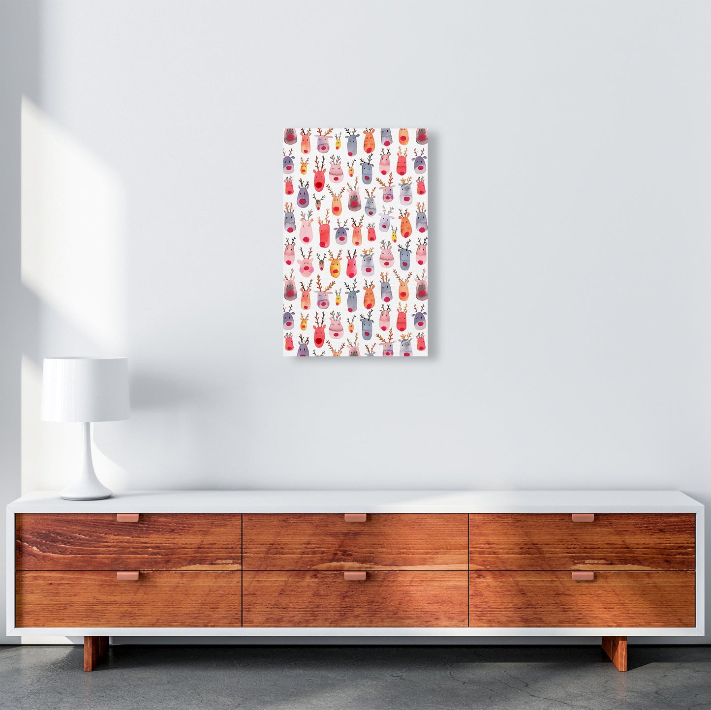 Niedliche Winter-Rehe Kinder Abstract Kunstdruck