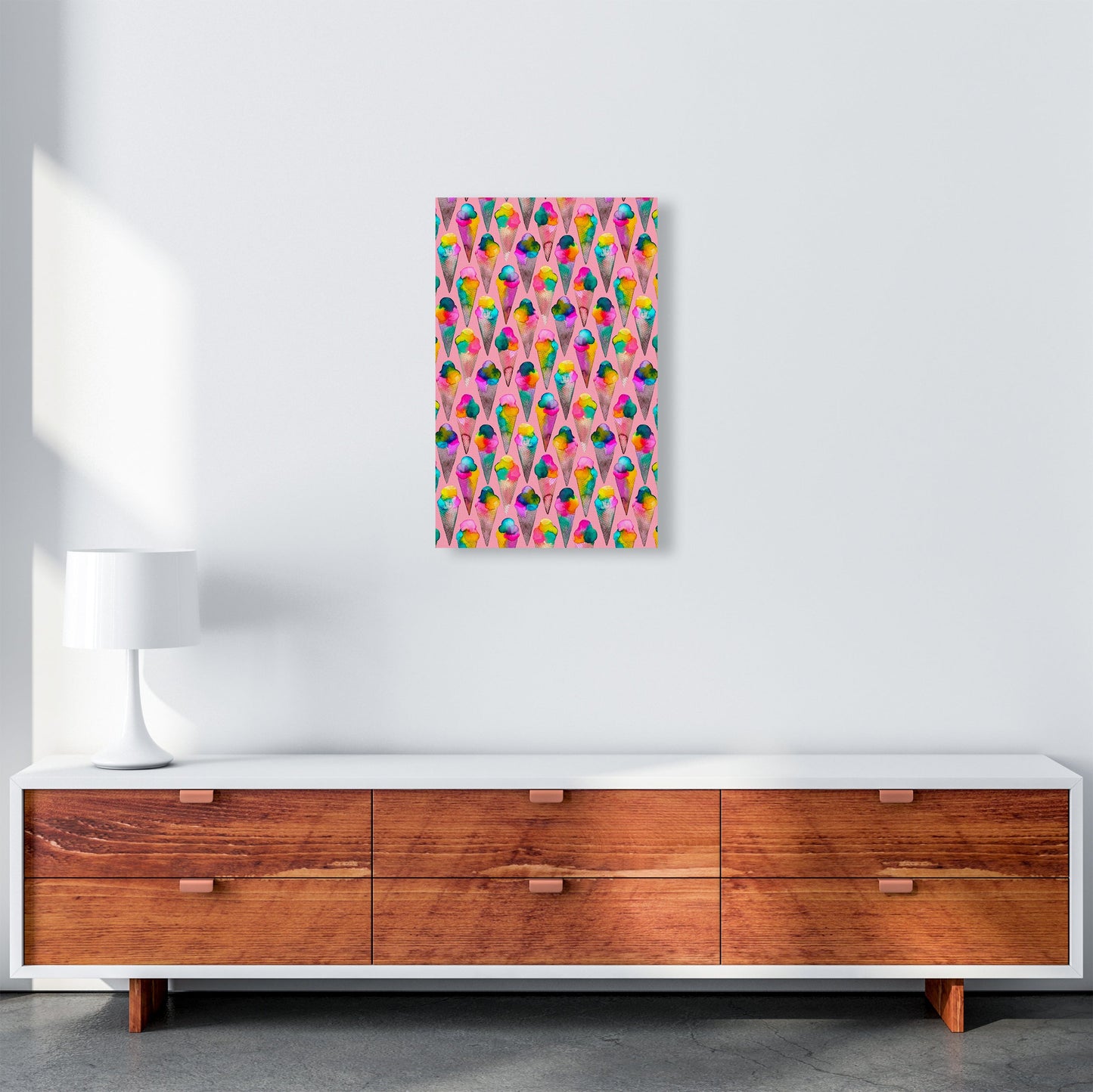 Cute Ice Creams Kids Pink Abstract Art Print