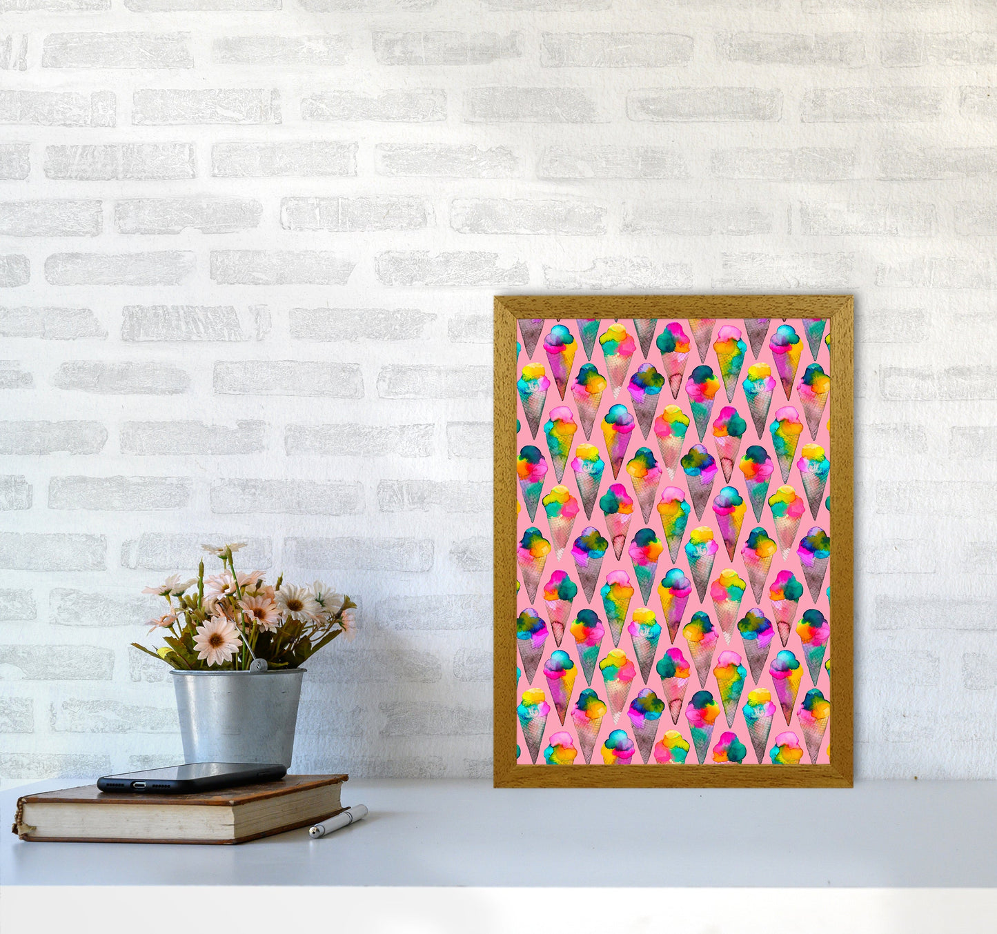 Cute Ice Creams Kids Pink Abstract Art Print