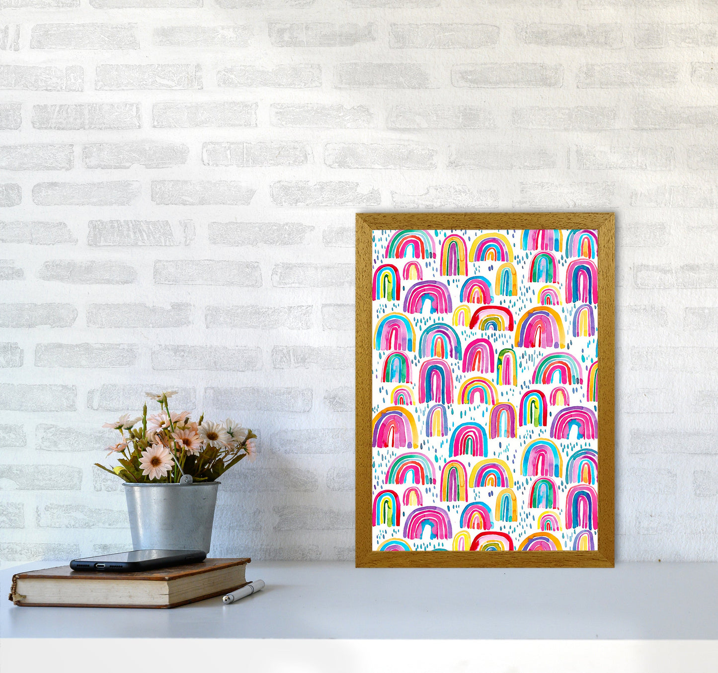Niedliches Aquarell Regenbögen Abstract Art Print