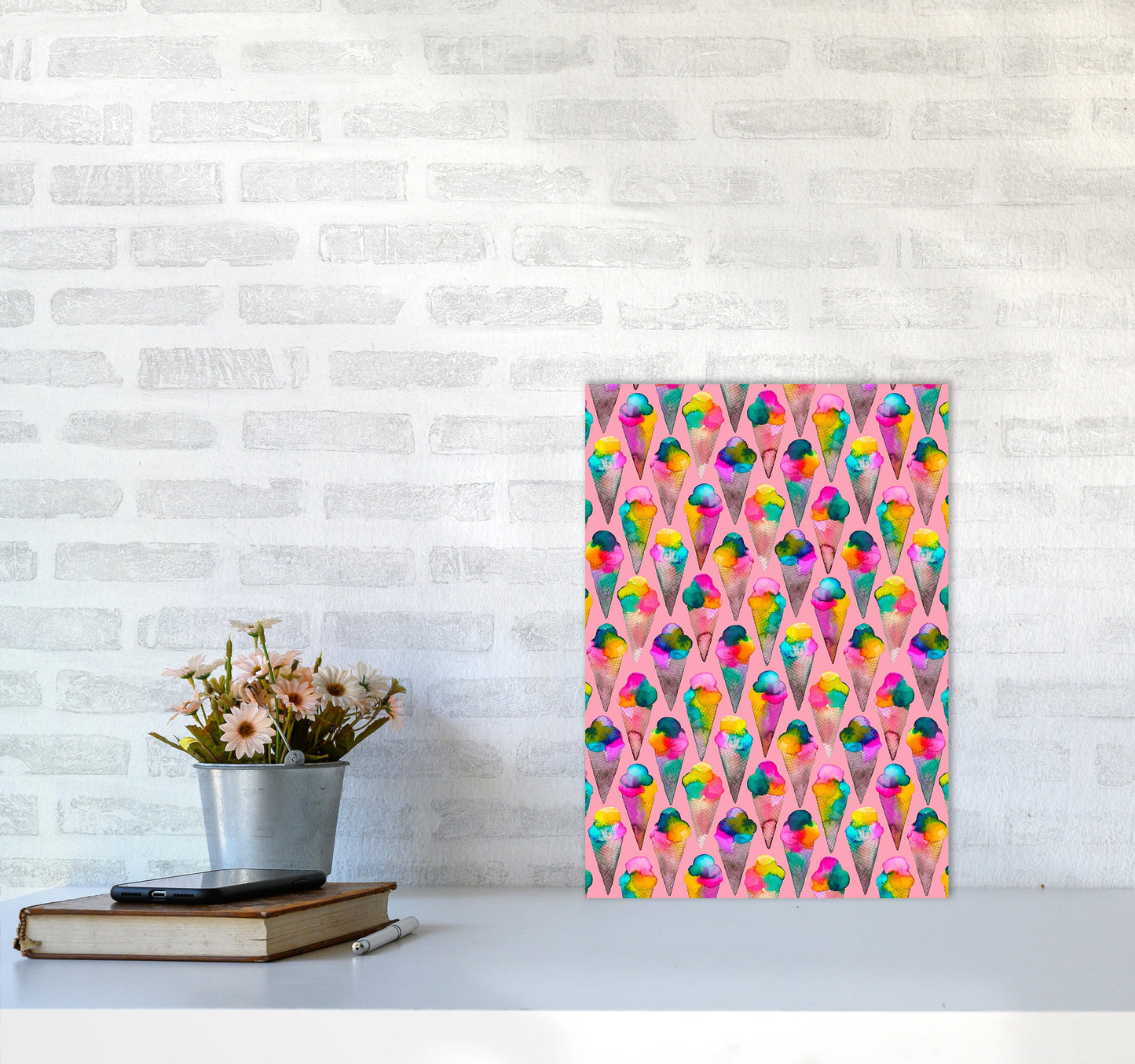 Cute Ice Creams Kids Pink Abstract Art Print