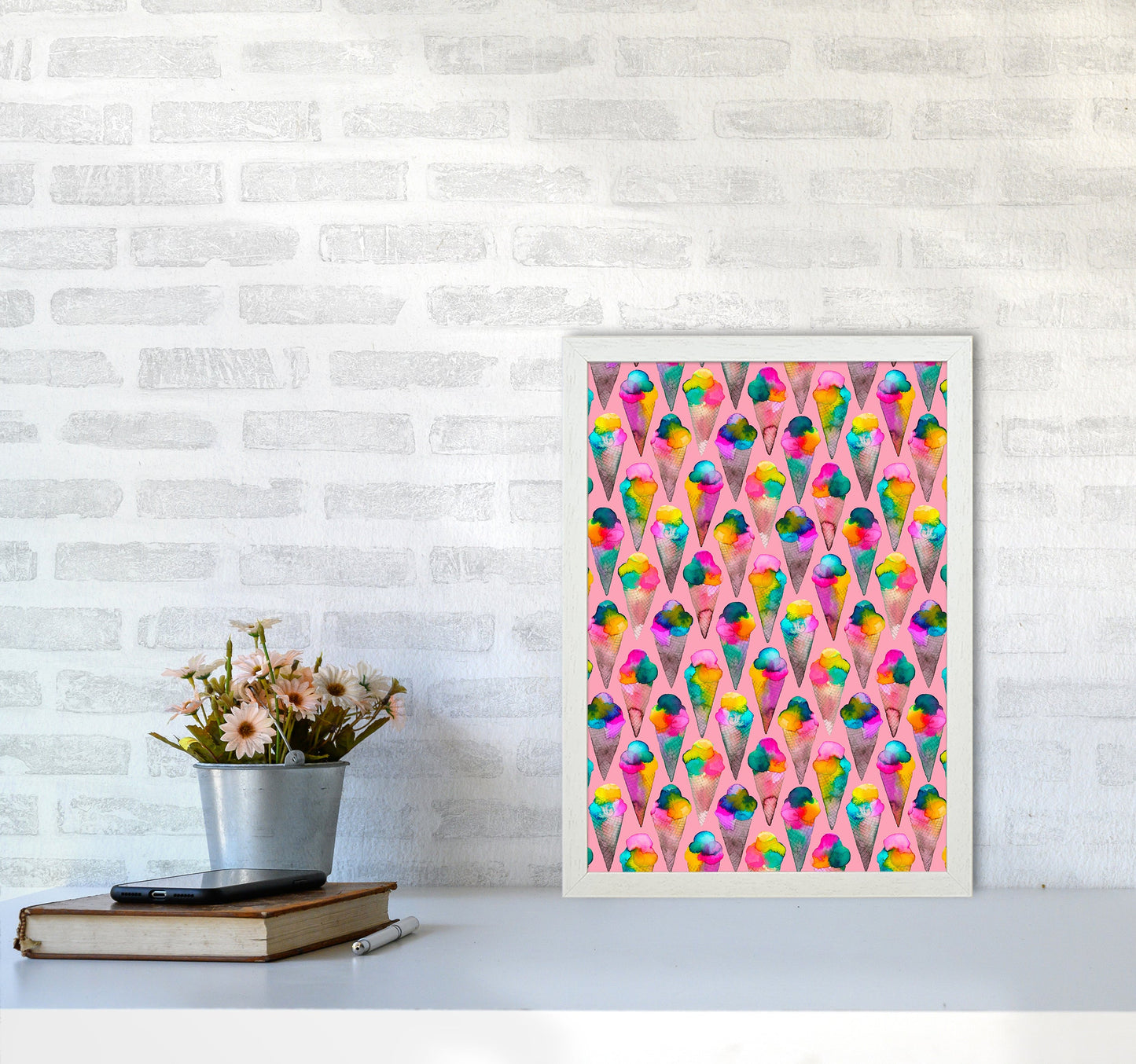Cute Ice Creams Kids Pink Abstract Art Print