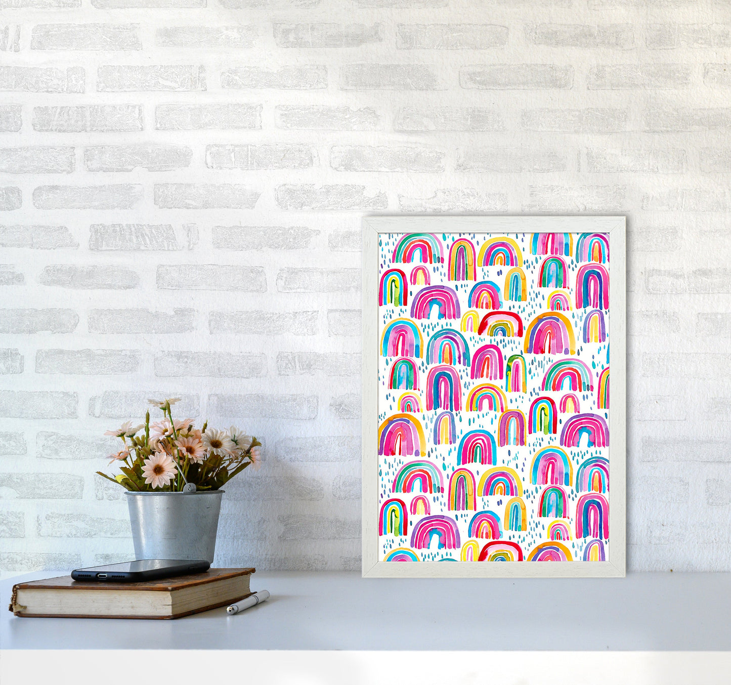 Niedliches Aquarell Regenbögen Abstract Art Print