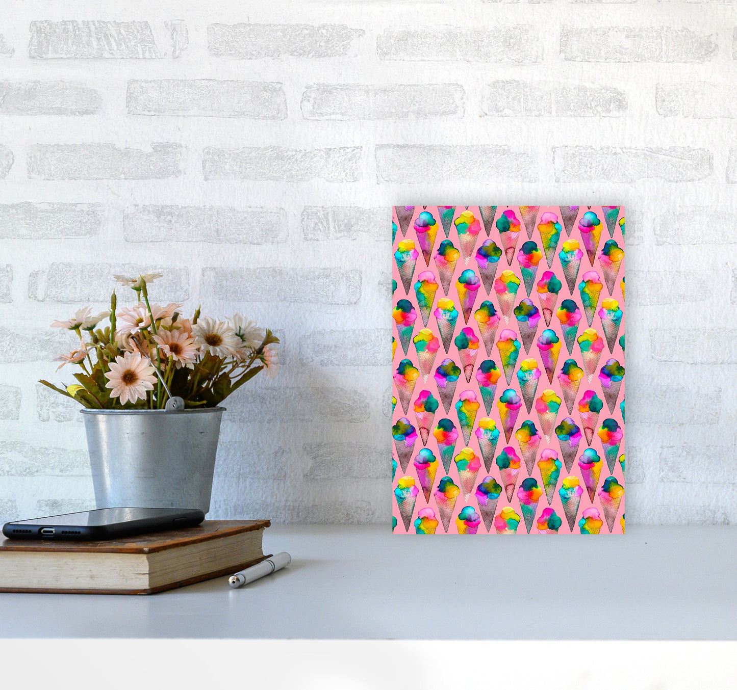 Cute Ice Creams Kids Pink Abstract Art Print