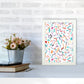 Curly und Zickzack-Streifen Weiß Abstract Kunst Druck