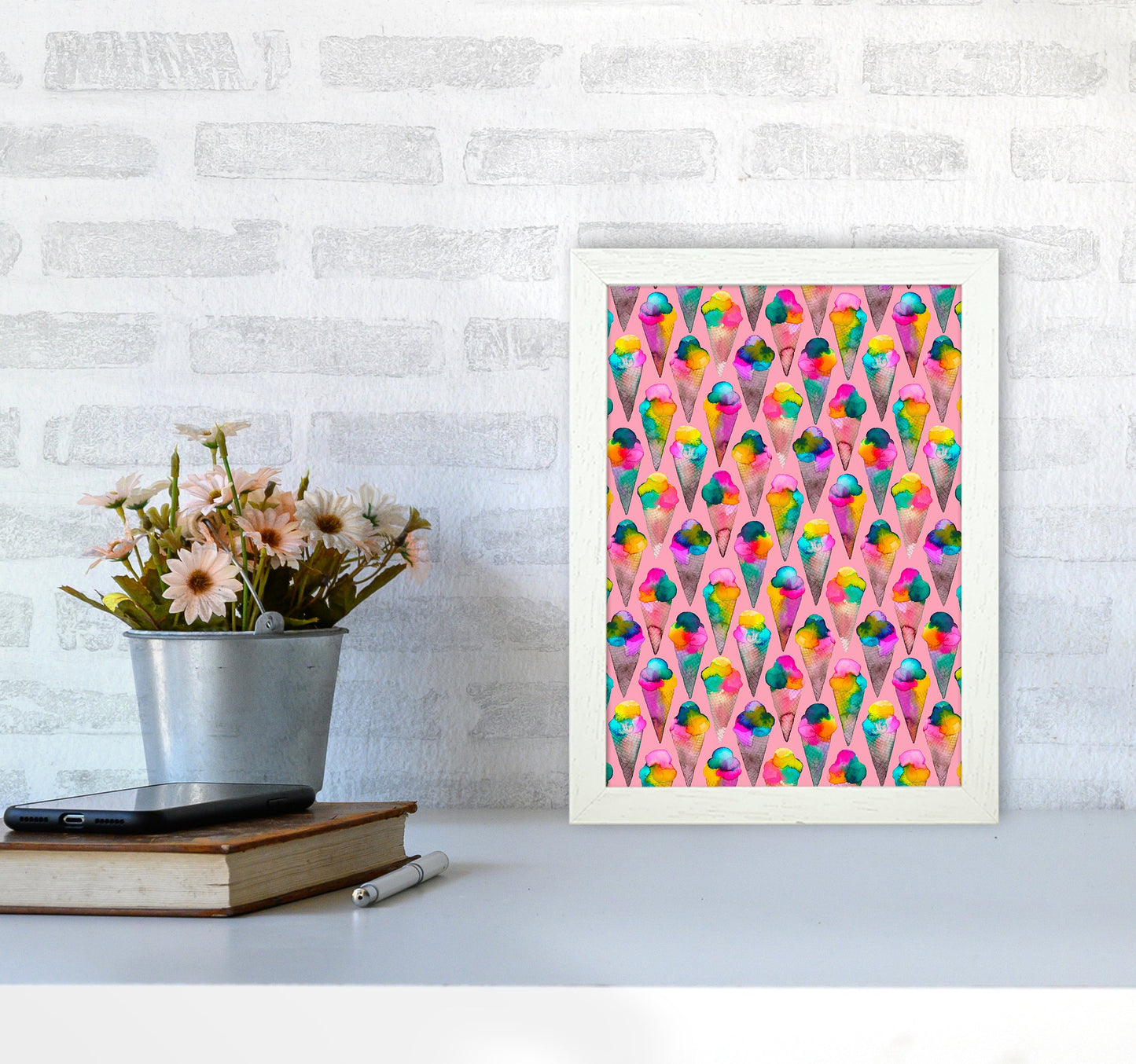 Cute Ice Creams Kids Pink Abstract Art Print