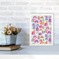 Niedliches Aquarell Regenbögen Abstract Art Print
