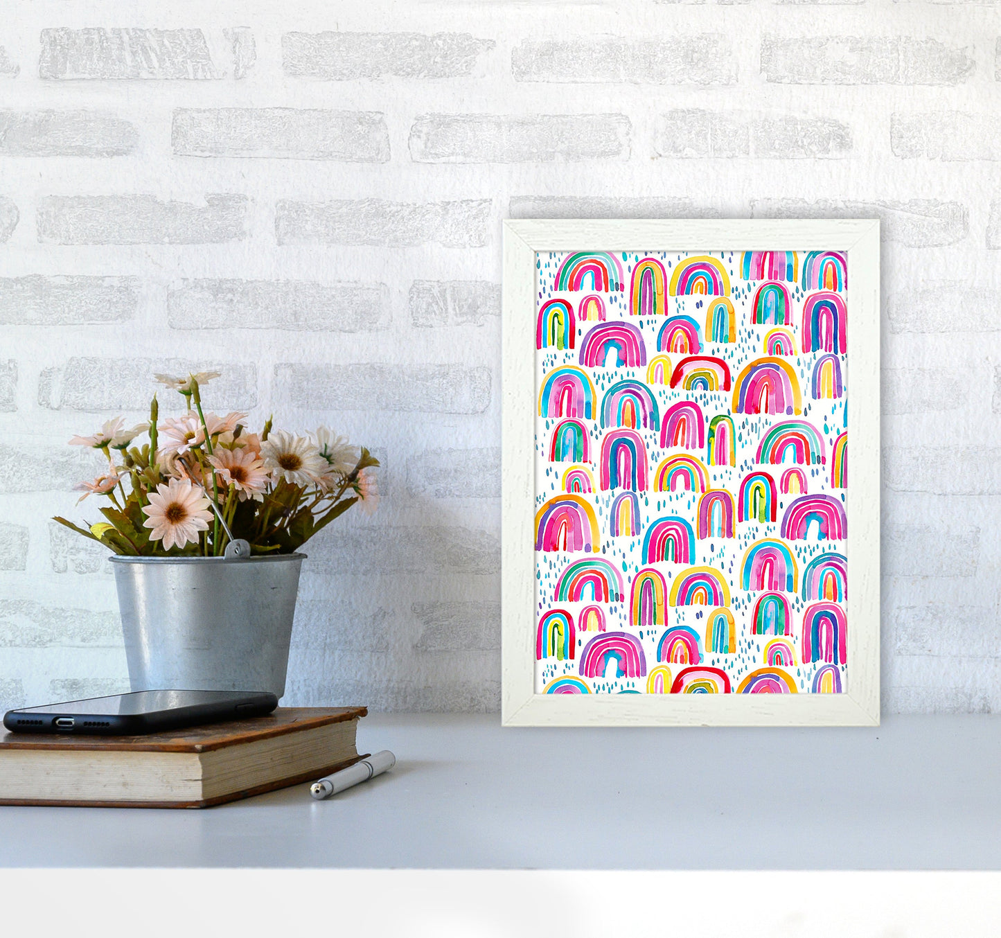 Niedliches Aquarell Regenbögen Abstract Art Print