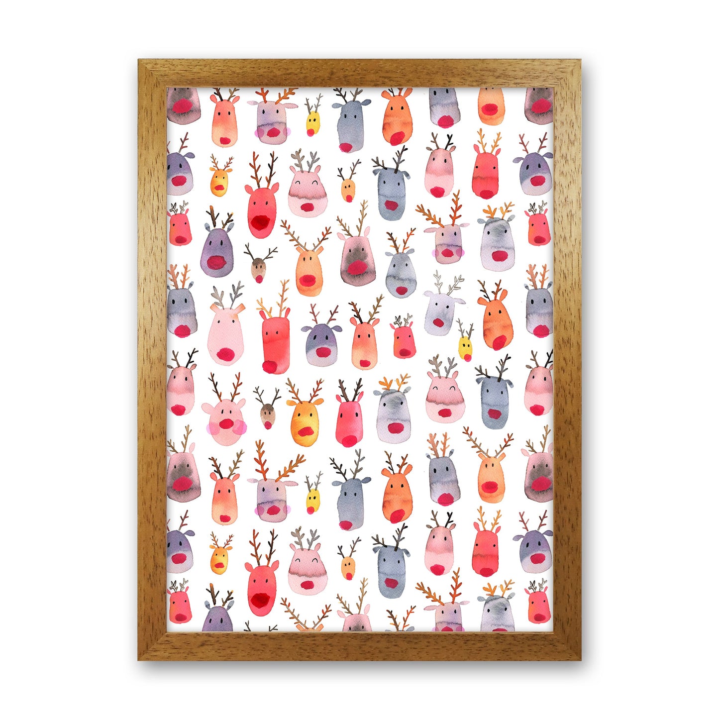 Niedliche Winter-Rehe Kinder Abstract Kunstdruck