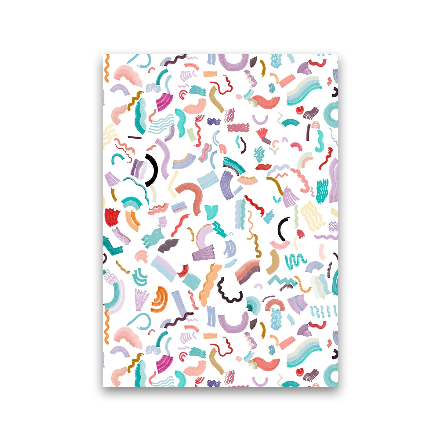 Curly und Zickzack-Streifen Weiß Abstract Kunst Druck